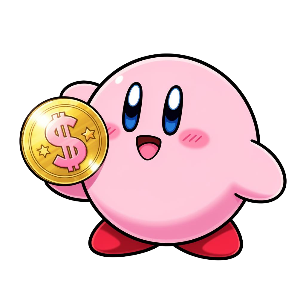 Kirby holding the $KIRBY coin